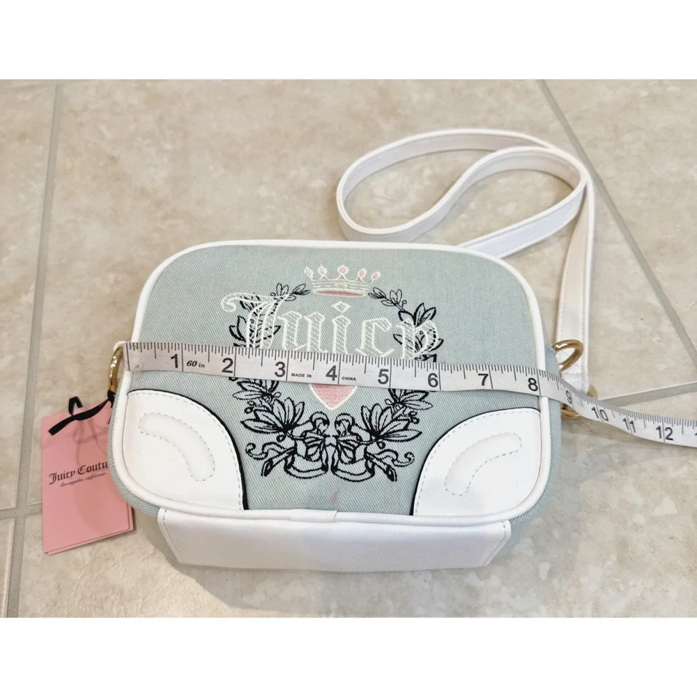 NWT Juicy Couture Light Blue Washed Denim Heritage Crossbody Camera Bag Purse
